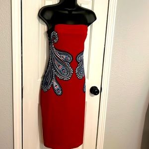 Express beautiful Red and paisley crop top dress.